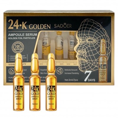168-6 Ампульна сироватка SADOER з гіалуронкою 24-k Gold (2 мл, 7 шт)