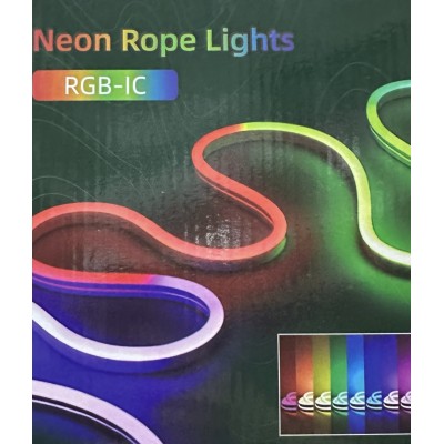 Розумна гнучка неонова стрічка світлодіодна Neon Rope Lights RGB-IC 5 m купить оптом 7 км