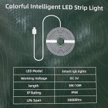 Розумна гнучка неонова стрічка світлодіодна Neon Rope Lights RGB-IC 5 m